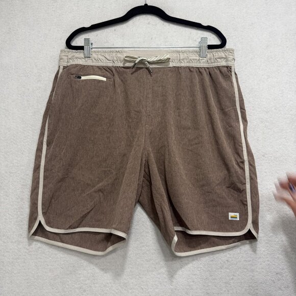 Vuori Shorts Mens Large Brown Elastic Waist Drawstring Athletic Board Short - Picture 2 of 9